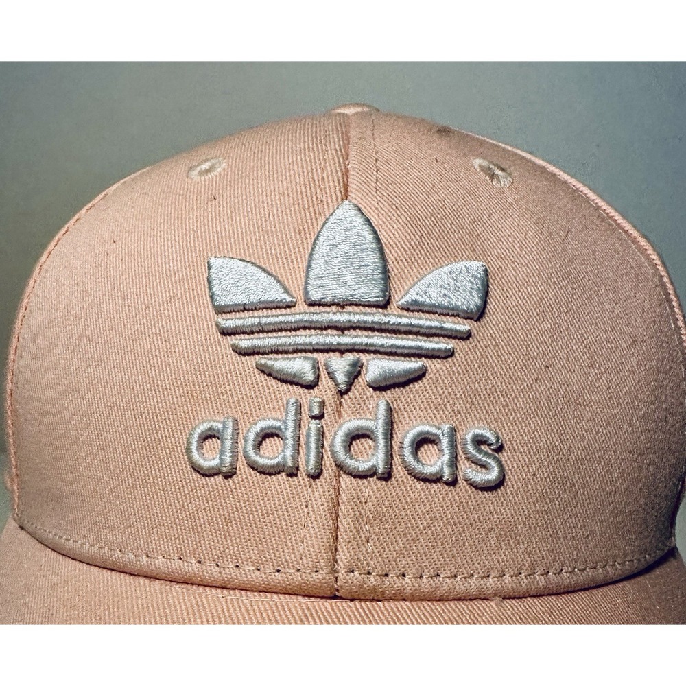 Women Adidas Trefoil Strapback Adjustable Hat Cap Baseball Outdoors Pink White - Picture 2 of 6